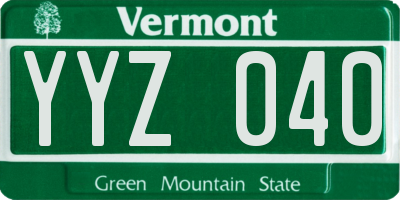 VT license plate YYZ040
