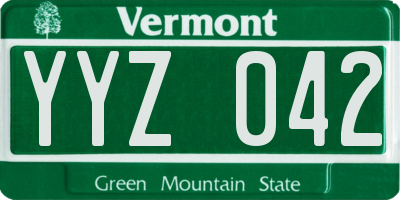 VT license plate YYZ042