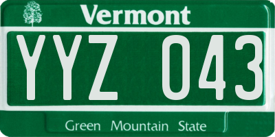 VT license plate YYZ043