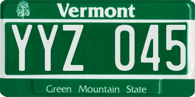 VT license plate YYZ045