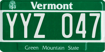 VT license plate YYZ047