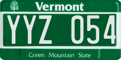 VT license plate YYZ054