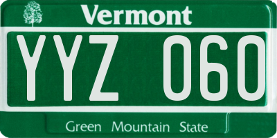 VT license plate YYZ060