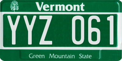 VT license plate YYZ061