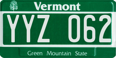 VT license plate YYZ062