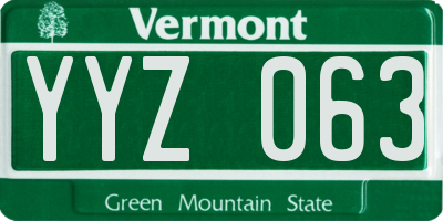 VT license plate YYZ063