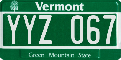 VT license plate YYZ067