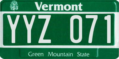 VT license plate YYZ071
