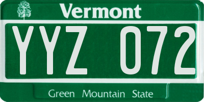 VT license plate YYZ072