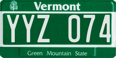 VT license plate YYZ074