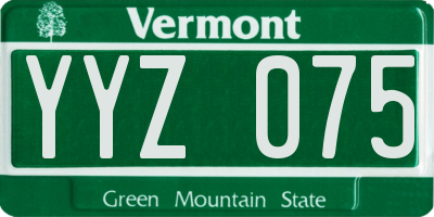 VT license plate YYZ075