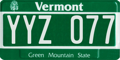 VT license plate YYZ077