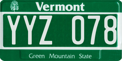 VT license plate YYZ078