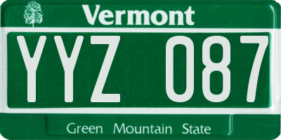 VT license plate YYZ087