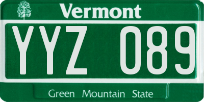 VT license plate YYZ089