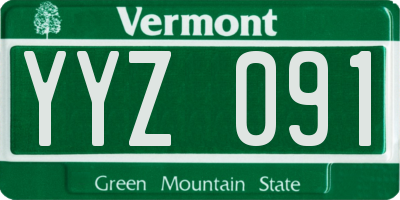 VT license plate YYZ091