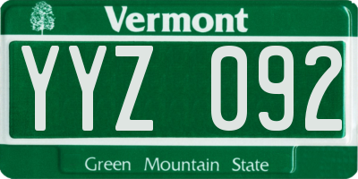 VT license plate YYZ092