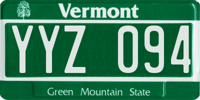 VT license plate YYZ094