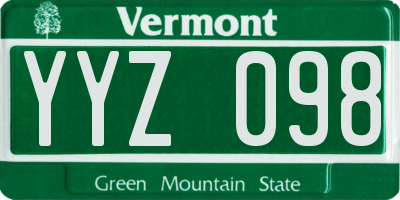 VT license plate YYZ098