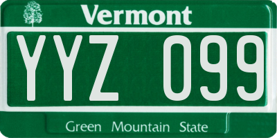 VT license plate YYZ099