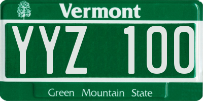 VT license plate YYZ100