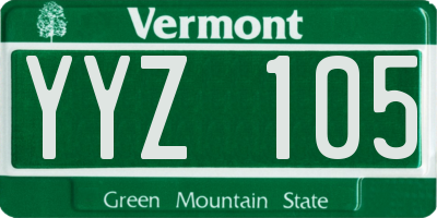 VT license plate YYZ105