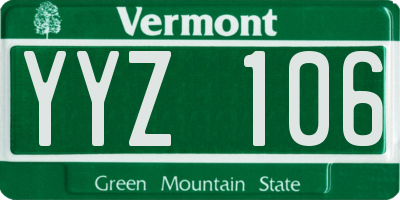 VT license plate YYZ106