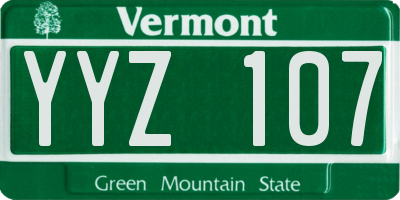 VT license plate YYZ107