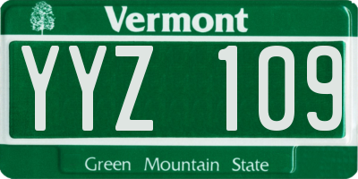 VT license plate YYZ109