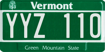 VT license plate YYZ110