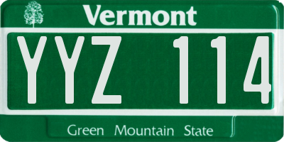VT license plate YYZ114