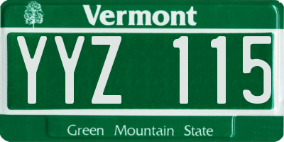 VT license plate YYZ115