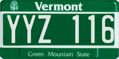 VT license plate YYZ116