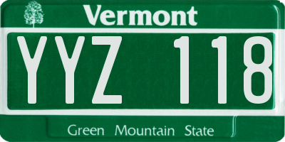 VT license plate YYZ118