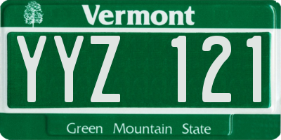 VT license plate YYZ121