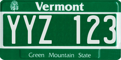 VT license plate YYZ123
