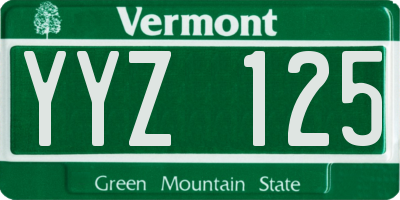 VT license plate YYZ125