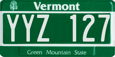 VT license plate YYZ127