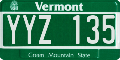 VT license plate YYZ135