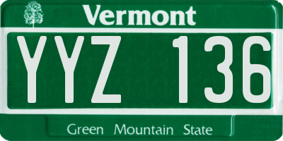 VT license plate YYZ136