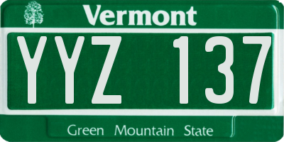 VT license plate YYZ137
