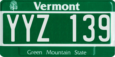 VT license plate YYZ139