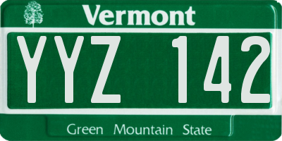 VT license plate YYZ142