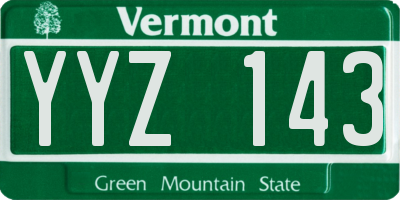 VT license plate YYZ143