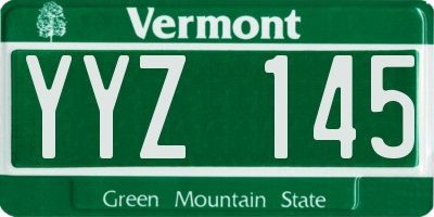 VT license plate YYZ145