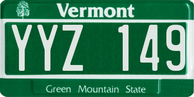 VT license plate YYZ149