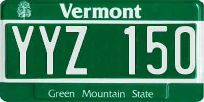 VT license plate YYZ150