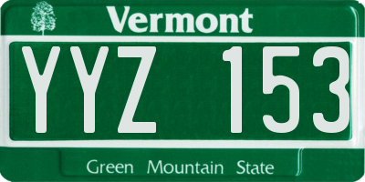 VT license plate YYZ153