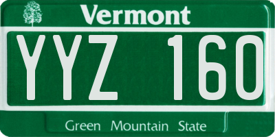 VT license plate YYZ160