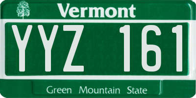 VT license plate YYZ161